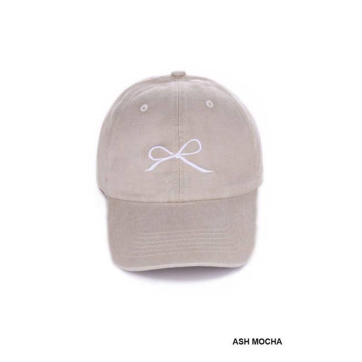 Vanilla Monkey - Wholesale Baseball Cap - Women's - Coquette Ribbon Bow Embroidery Washed Hat