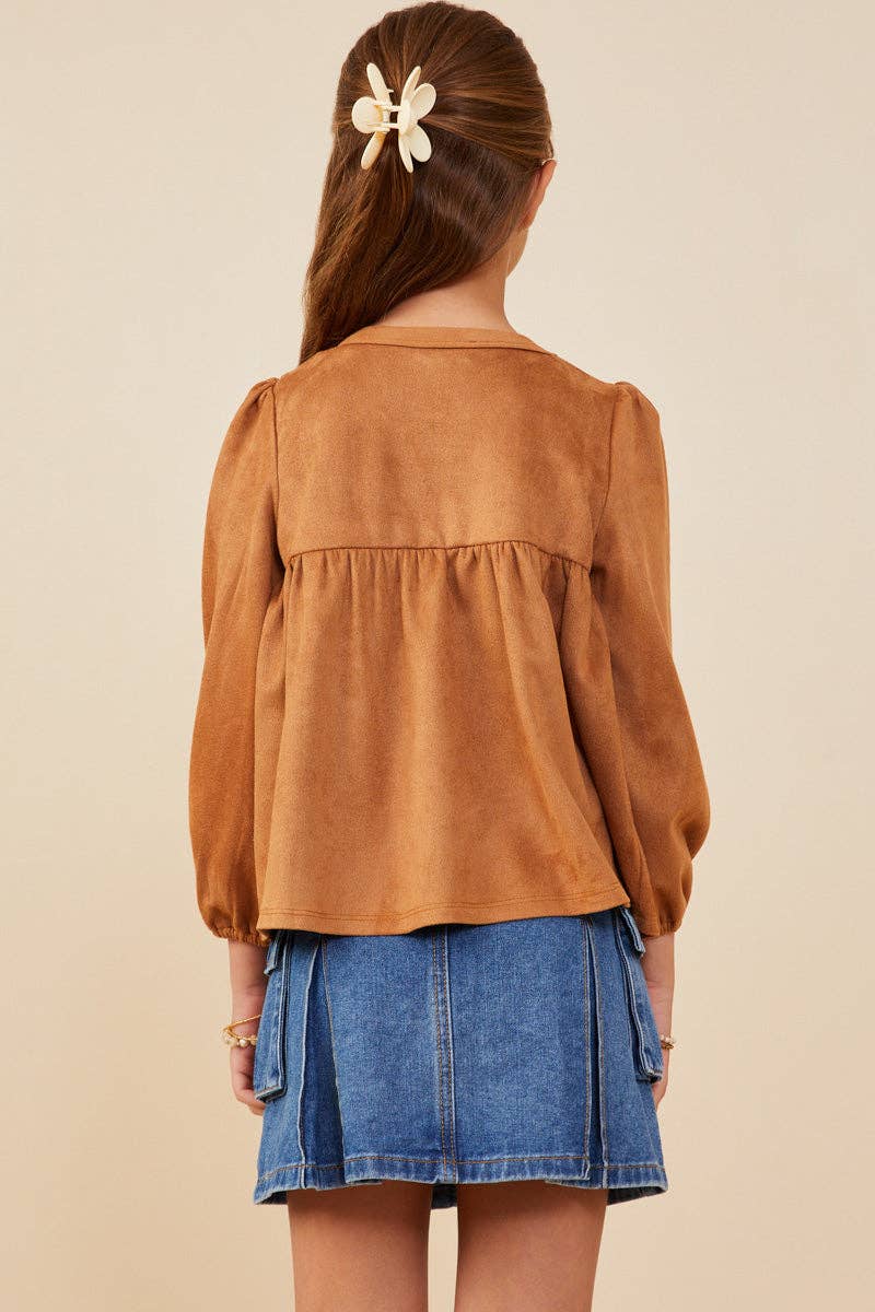 Kamel Pigers veganske ruskind rynket babydukke-top for engroshandel på Faire4