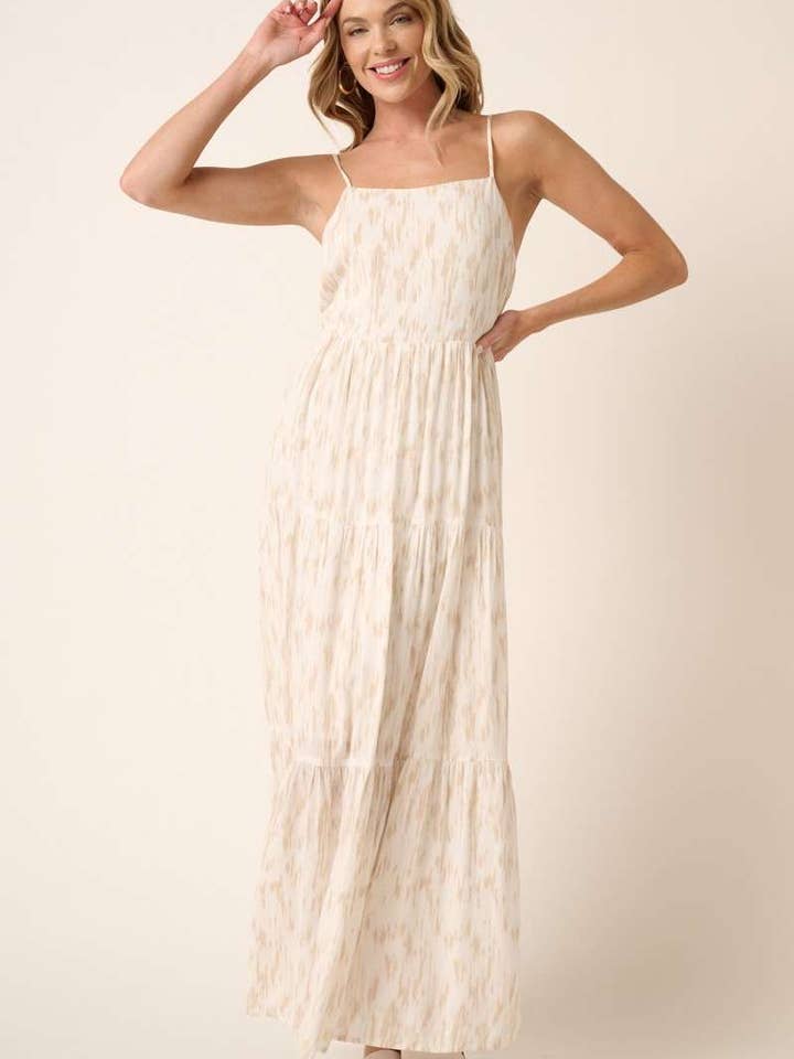 mittoshop - Wholesale Dress - Women's - H42980-PAINT PRINT SQUARE NECK MAXI DRESS