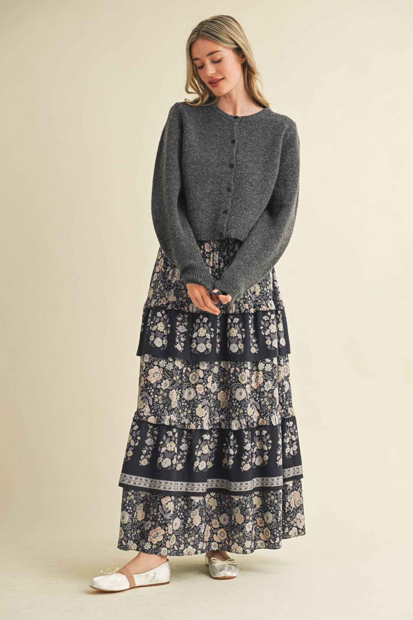 &MERCI - Wholesale Cardigan - Women's - LONG PUFF SLEEVE SWEATER CARDIGAN MSW1101826