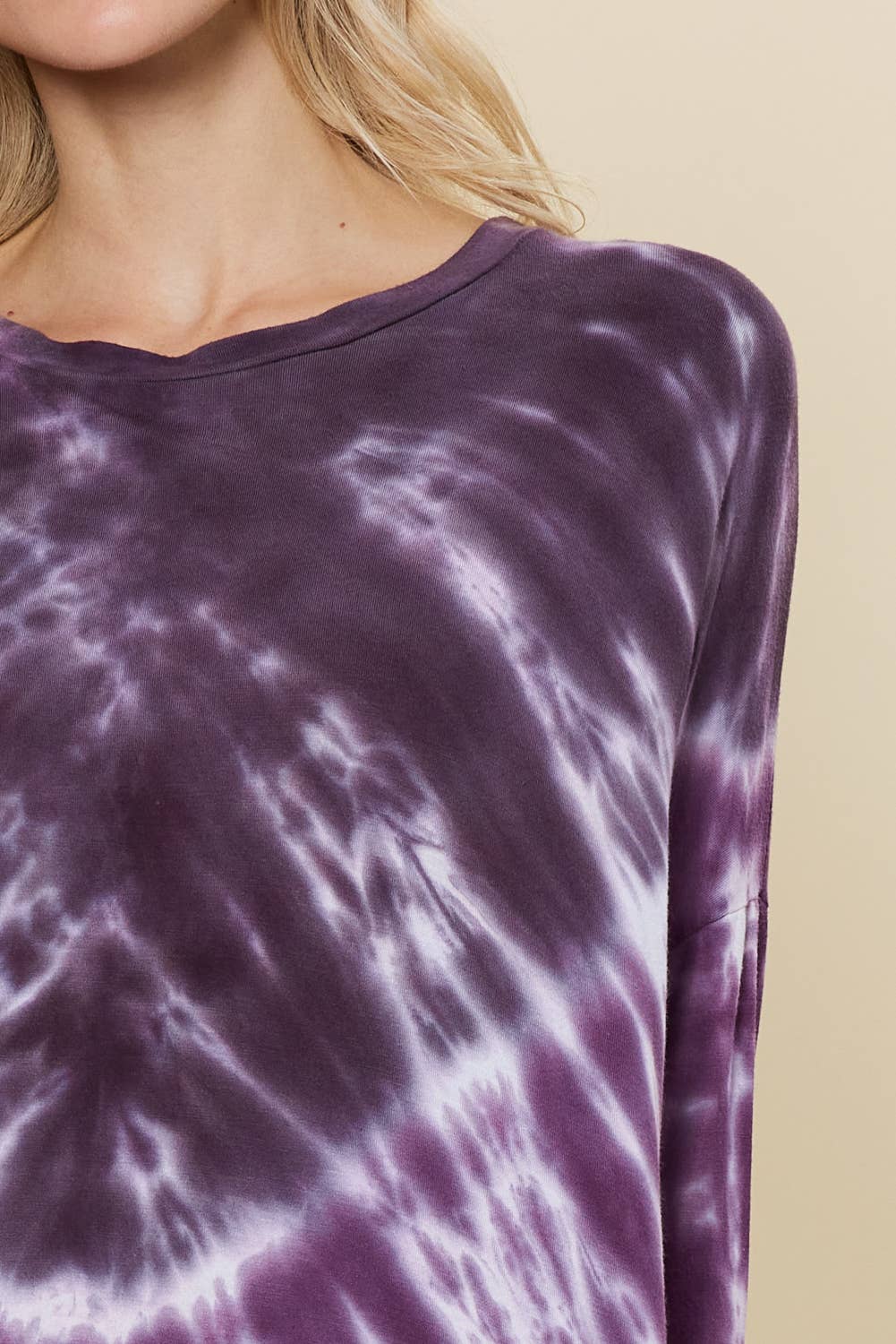 LAMELL/LILA ST6264 - TRÖJA LÅNGÄRMAD SLIPS DYE TUNIKA TOPP för wholesale på Faire8