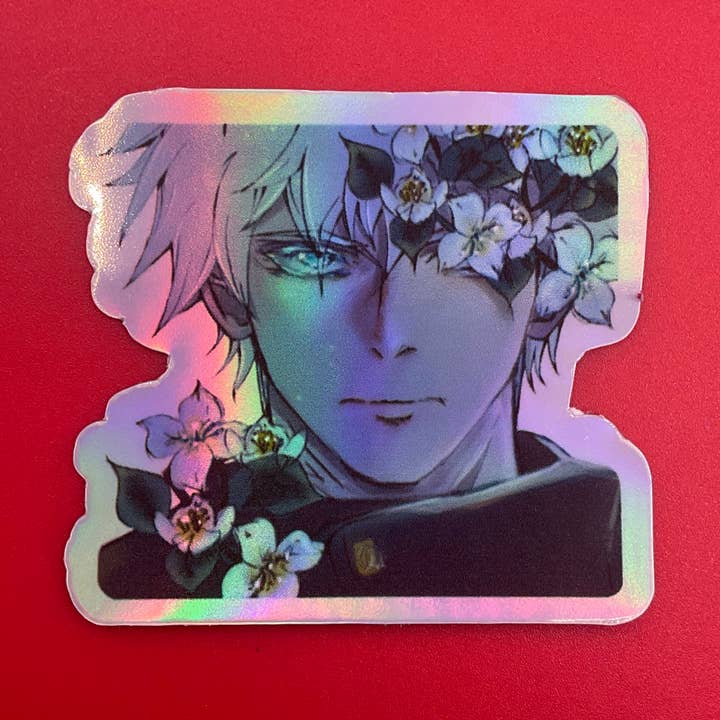 Gojo Satoru JJK Flower Series - Anemone - Holographic Vinyl for wholesale by Elegant Potato Anime