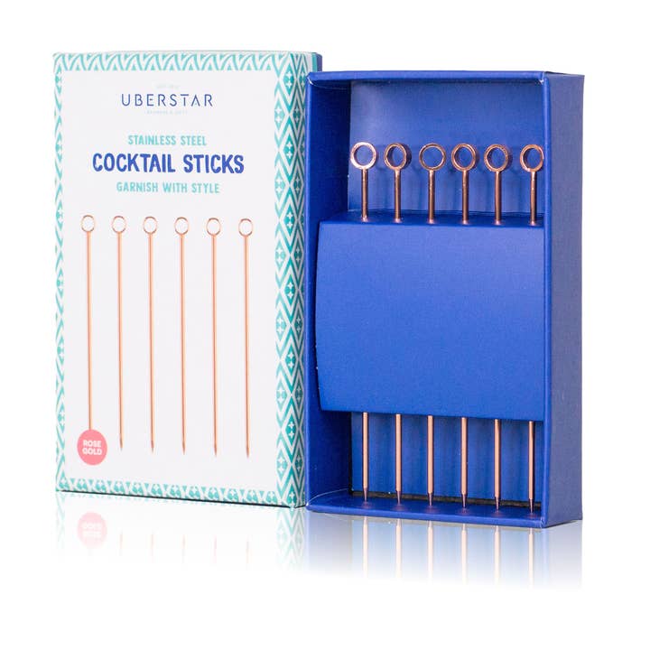 UBERSTAR – Palito de coquetel por atacado – Conjunto de 6 Palitos de Aço Inoxidável para Coquetéis9