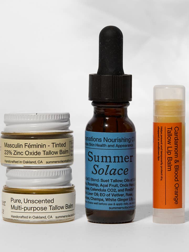 Coffret Découverte – Rituels Éclat Peau & Lèvres | Format Voyage pour la vente par SUMMER SOLACE- Regenerative Tallow Beauty