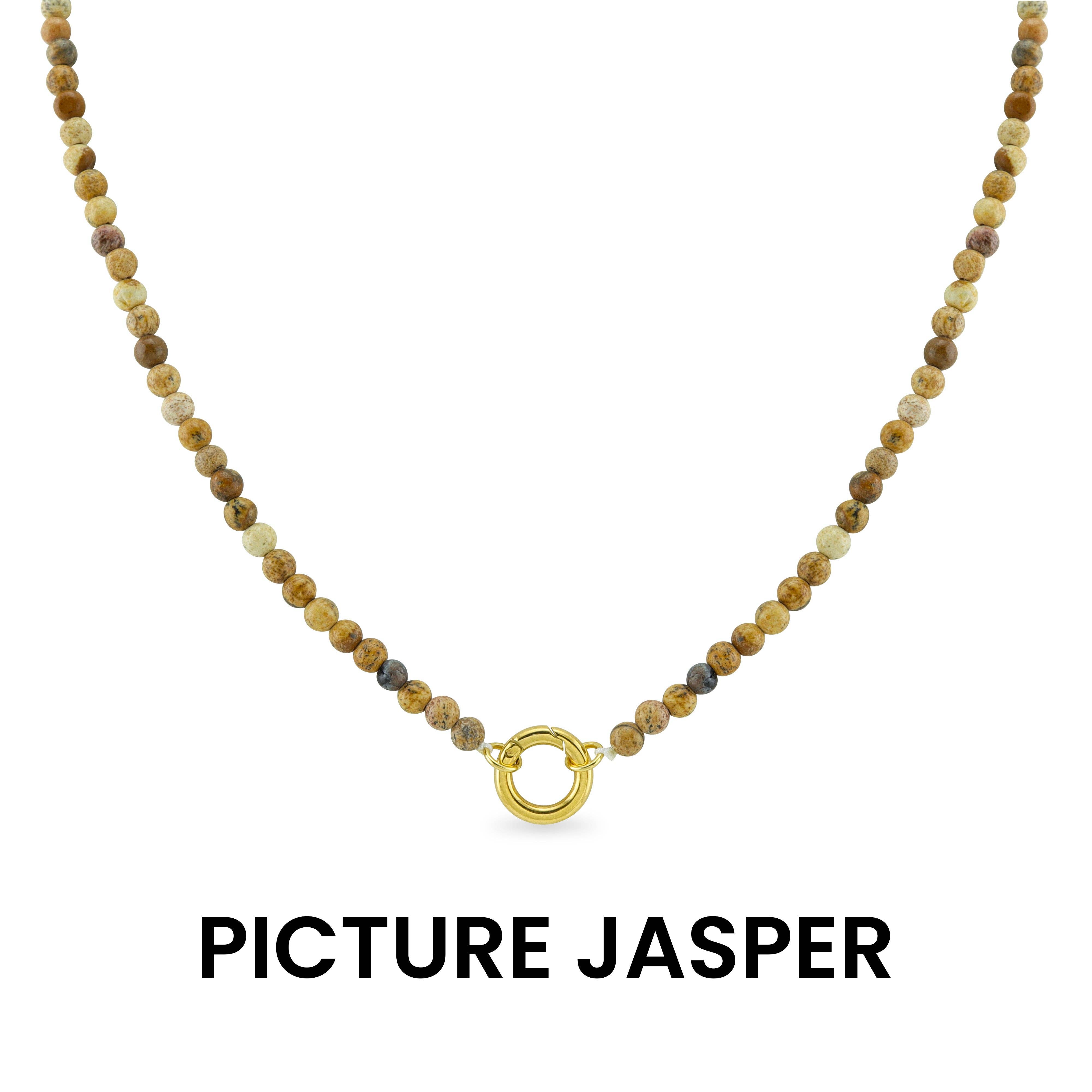 WJW - Wholesale Pendant/Charm Necklace - Semi Precious Natural Stone Charm Keeper Necklace1