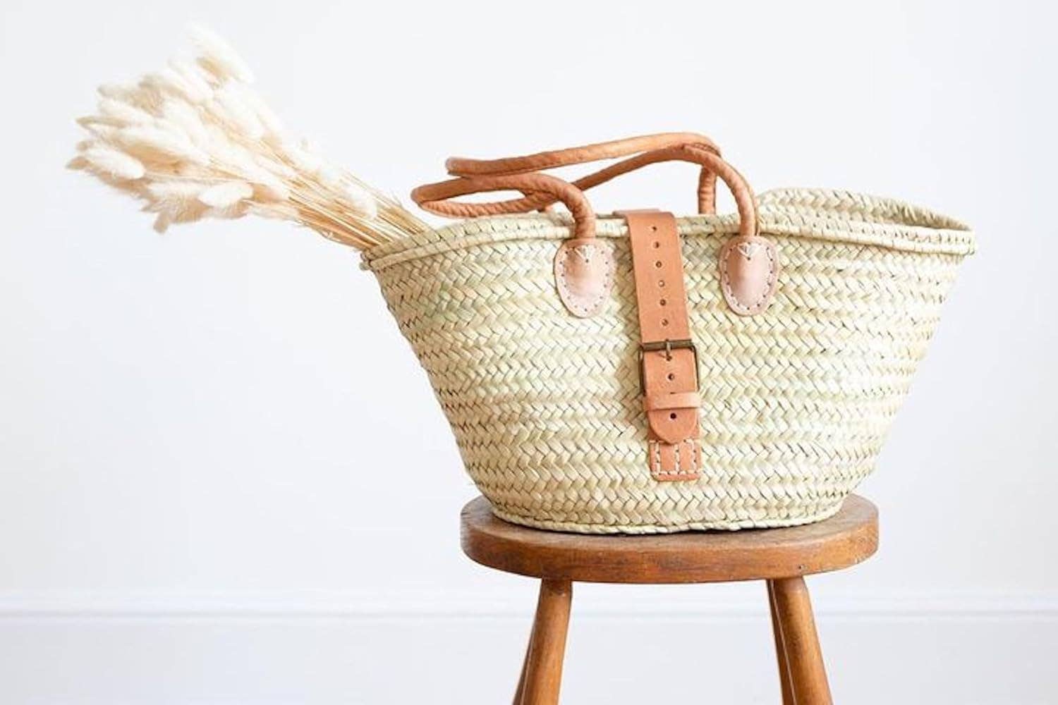 NomadWeave Ltd – Engroshandel Strandtaske – FRENCH BASKET stråtaske med læderhåndtag, strandtaske,4