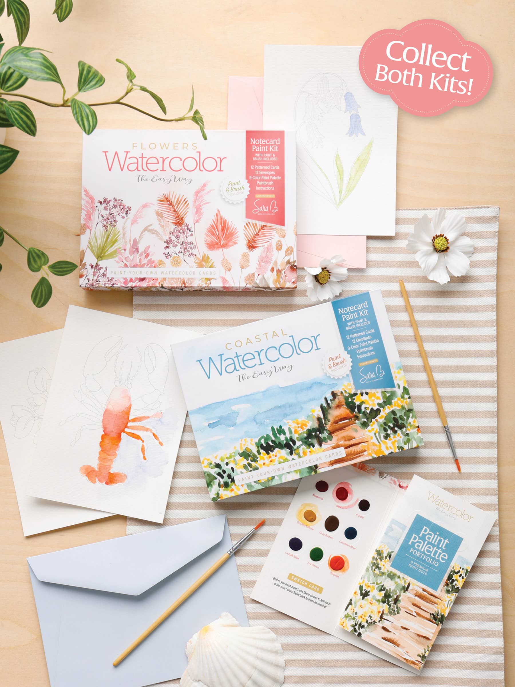 Schiffer Publishing - Wholesale DIY Craft Kit -  Watercolor the Easy Way Paint-Your-Own Cards - Flowers1