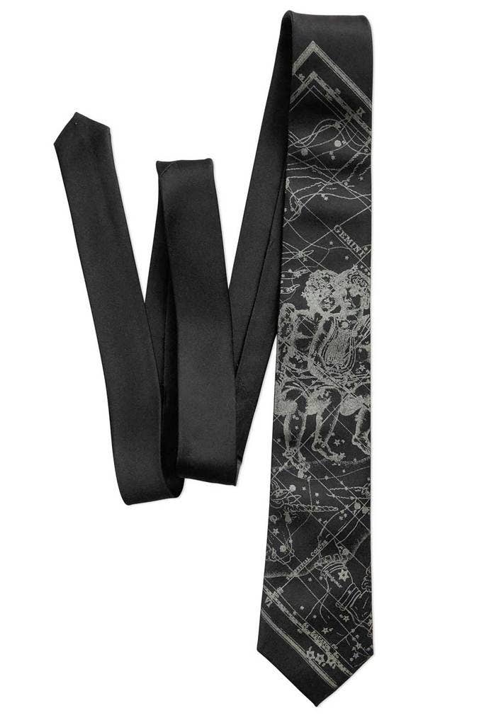 Cyberoptix Tie Lab - Wholesale Necktie - Men's - Gemini Twins Necktie. Zodiac Constellation Star Chart Tie.0