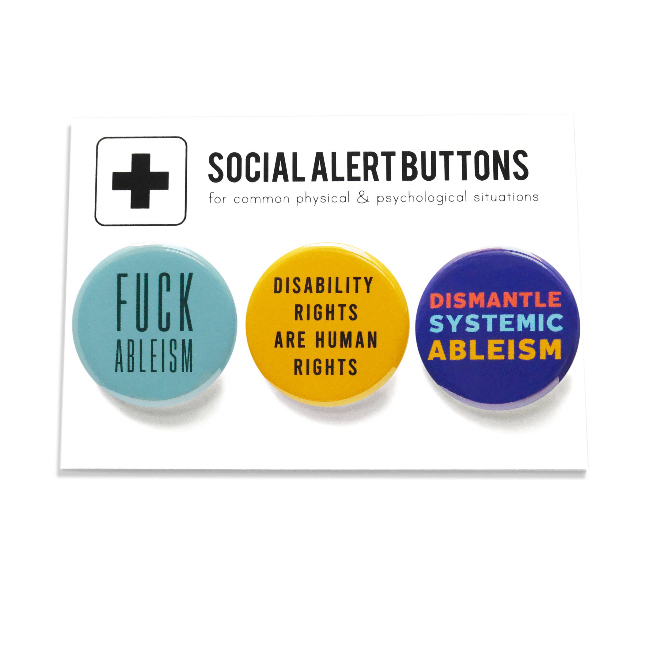 Word For Word Factory - Wholesale Lapel Pin/Button - END ABLEISM 3-PACK Disability Pinback Buttons4
