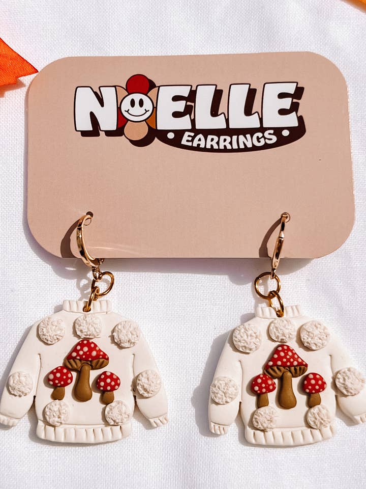 Mushroom Sweater Earrings for wholesale by Noelle Earrings