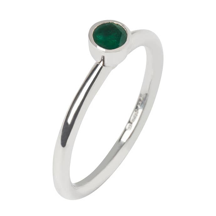 Smaragd en Zilver Stapelring voor wholesale door Kirsty Taylor Goldsmiths