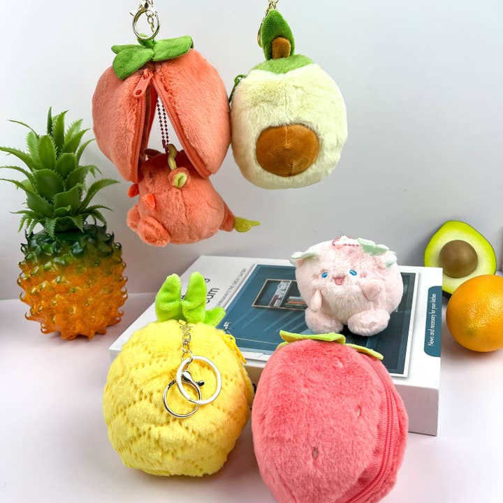 SoapElenGlen - Wholesale Keychain - Women's - Transforming Fruit Plush Doll Backpack Keychain Pendant