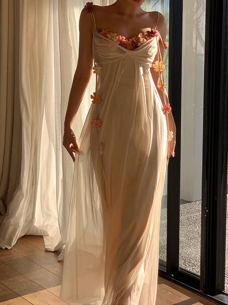 Creme Hvid Acetat Slipkjole Æterisk Luksuriøs Ferieklar #2 for engroshandel på Faire4