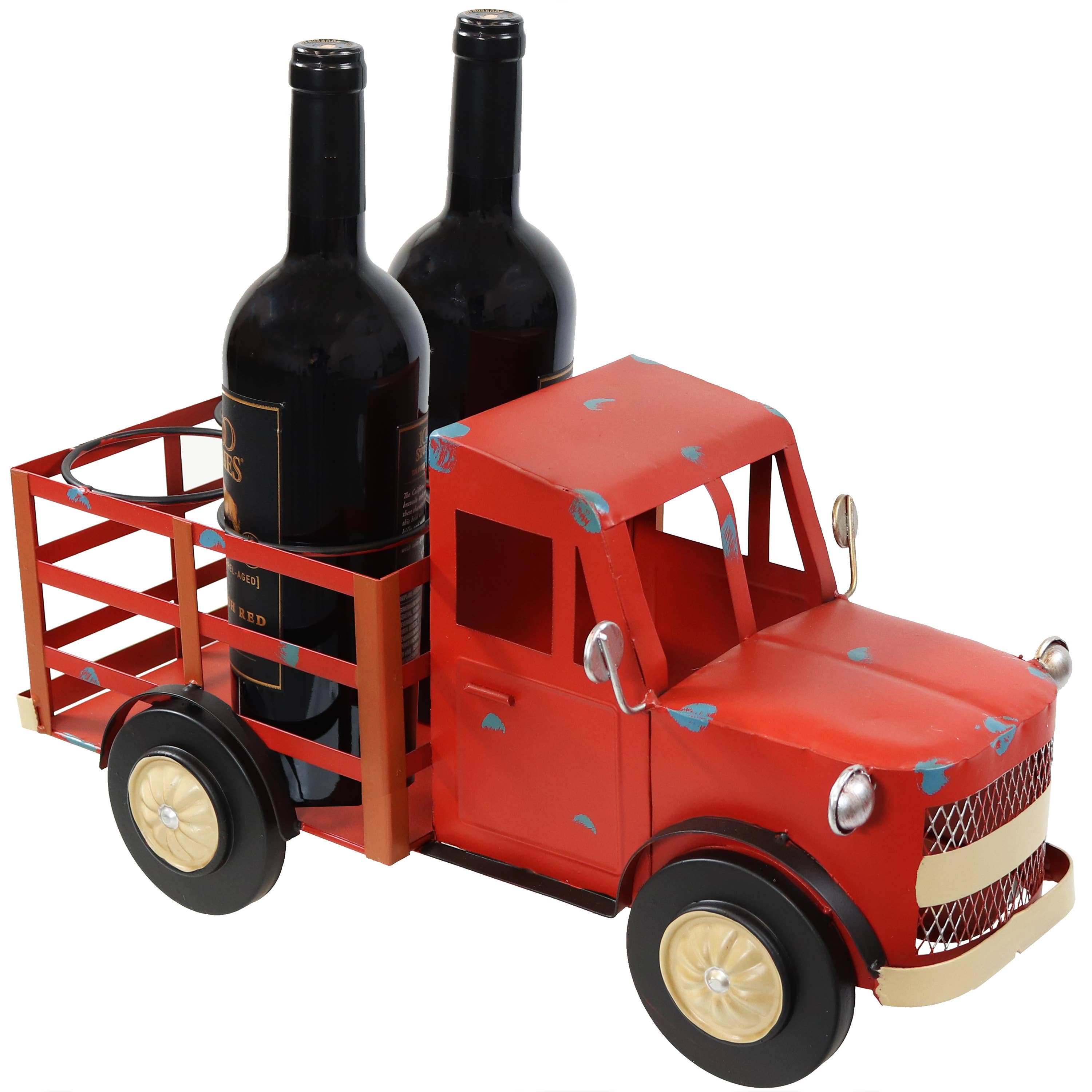 Sunnydaze Decor - Wholesale Wine Rack - Iron Sheet Rustic Red Truck Convenient Countertop Wine Rack4