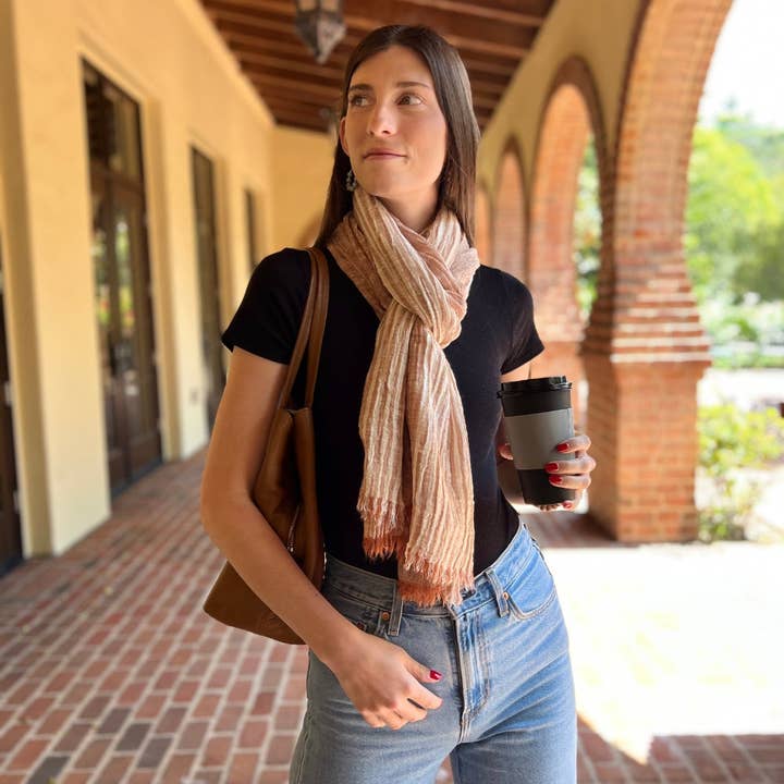 Humble Hilo - Wholesale Scarf - Women's - Humble Hilo Cumulus 100% Cotton Scarf Center Stripes33