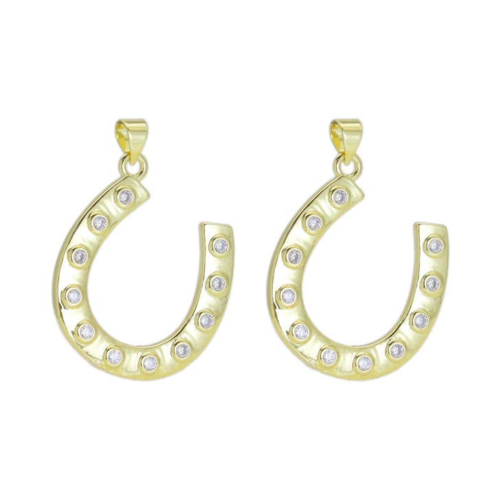 BestBeads&Beyond - Wholesale Individual charm/pendant - CZ Large Horseshoe U Shape Charm, Sku#LK9100