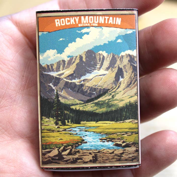 Rocky Mountian Vintage-looking National Park Matchboxes for wholesale by National Parks and Beyond
