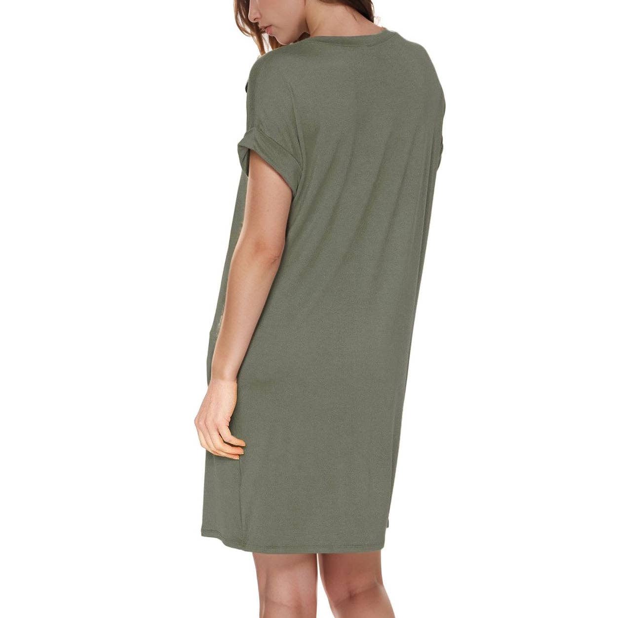 Robin K - Wholesale Dress - Women's - Women's Bellatrix V- Neck T-shirt Dress With Pocket6