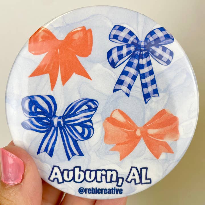 Hometown Bows - Auburn - Game Day Button for wholesale by REBL Creative