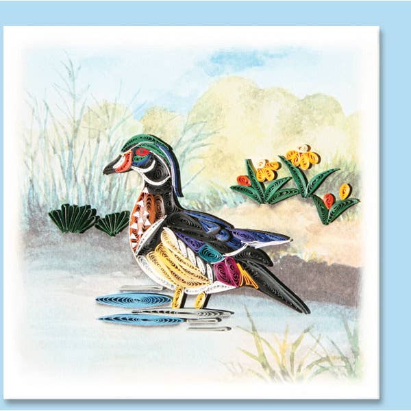 Canard, carte en quilling, carte faite main, salutations, art du papier WN-40 pour la vente par YoderDo Quilling Greeting Cards