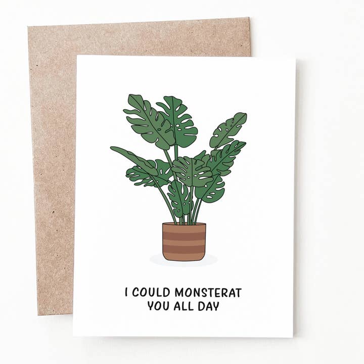 Carte d'anniversaire de plante Monstera pour la vente par Nine Two Design