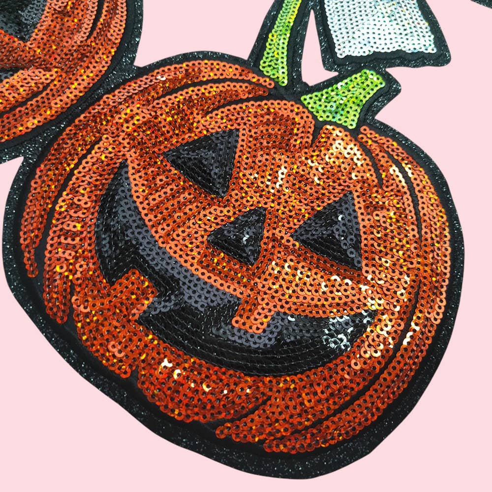 Rosie Posie Patches – Engroshandel Patch – Halloween Græskar Kirsebær Sløjfe Paillet Strygemærke2