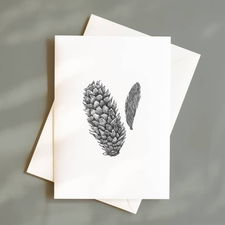 Notizkarte mit Blaufichtenzapfen für den Großhandel von Vanee.ink