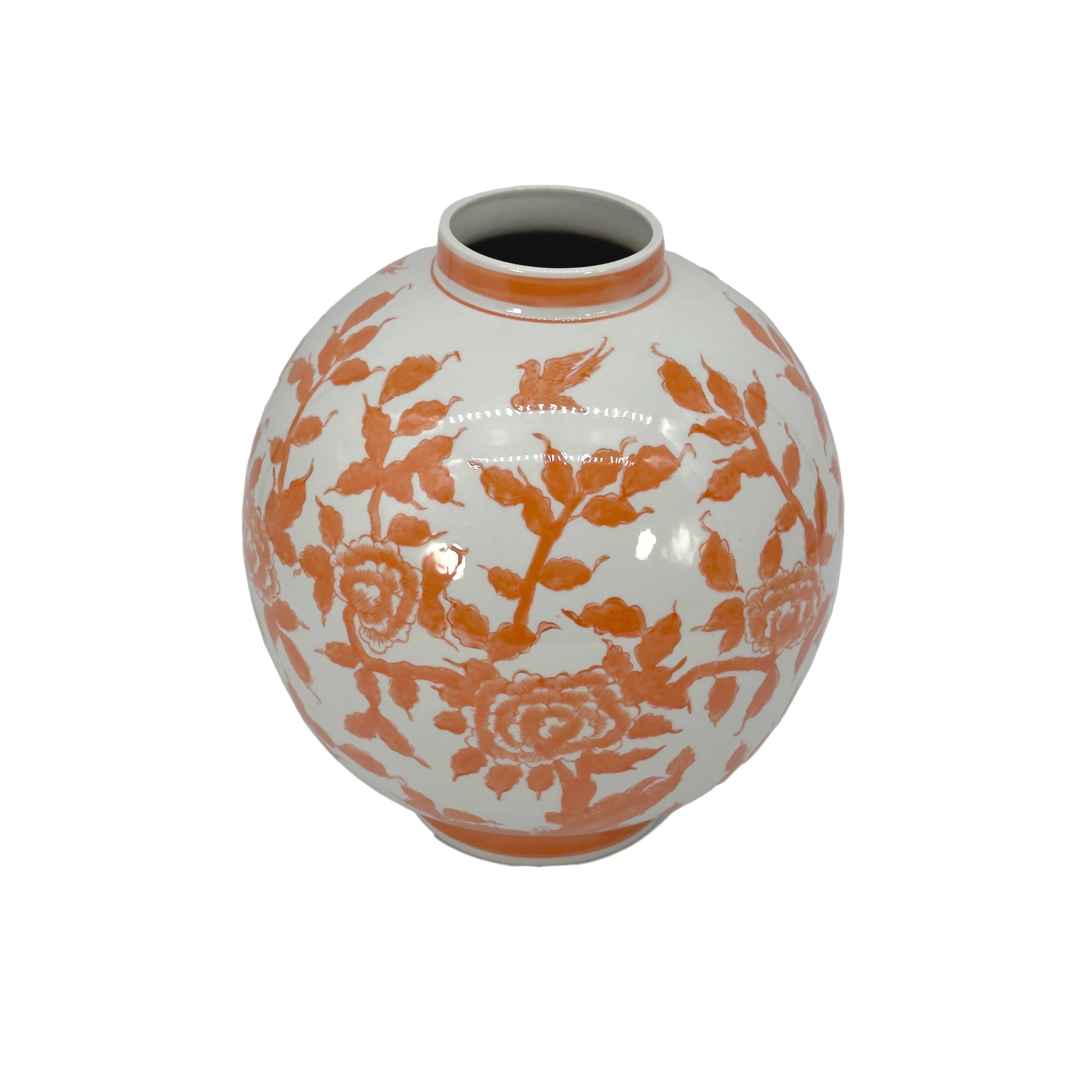 Galt International Company – Engroshandel Vase – Keramisk globusformet vase med Chinoiserie-blomster, 30 cm i diameter7