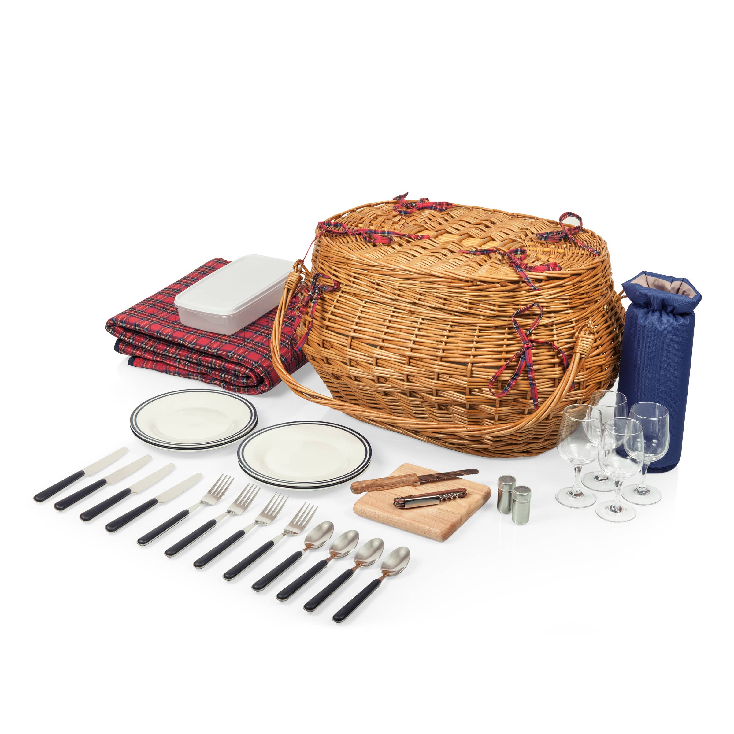 Red Blue Tartan Pattern Highlander Picnic Basket for wholesale on Faire3