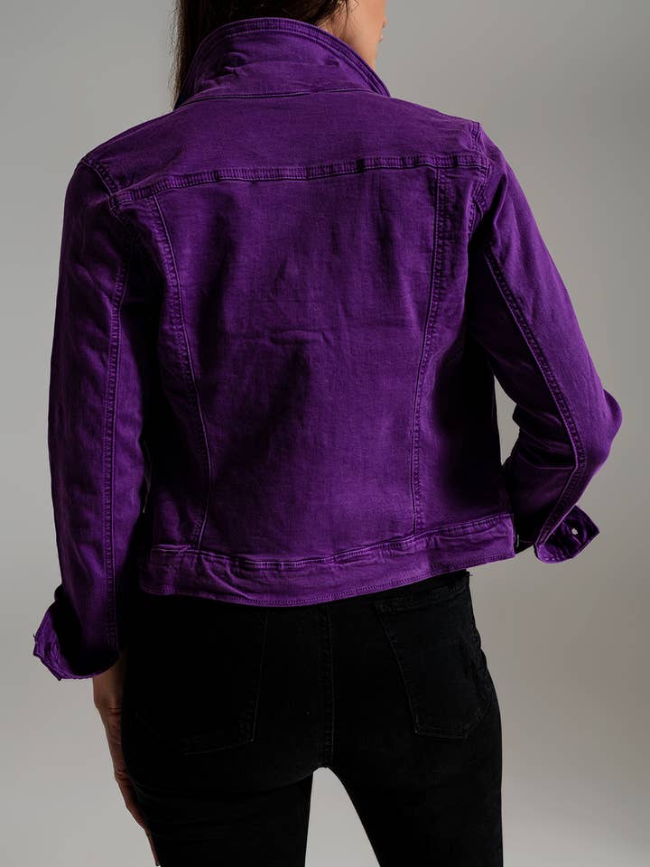 Violett Slim Fit Jeans-Truckerjacke in Lila für den Großhandel auf Faire2