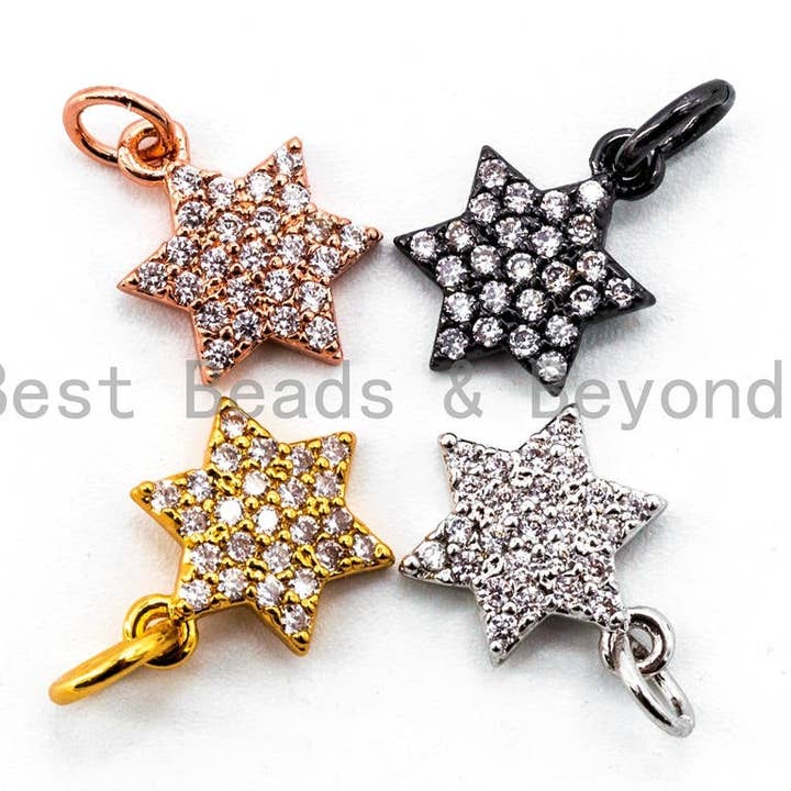 CZ Micro Pave Hexagramme Pendentif/Charm, Bracelet Collier Pendentif David Star Zirconia Cubic Zirconia, 8x11mm, SKU #Y16 pour la vente par BestBeads&Beyond