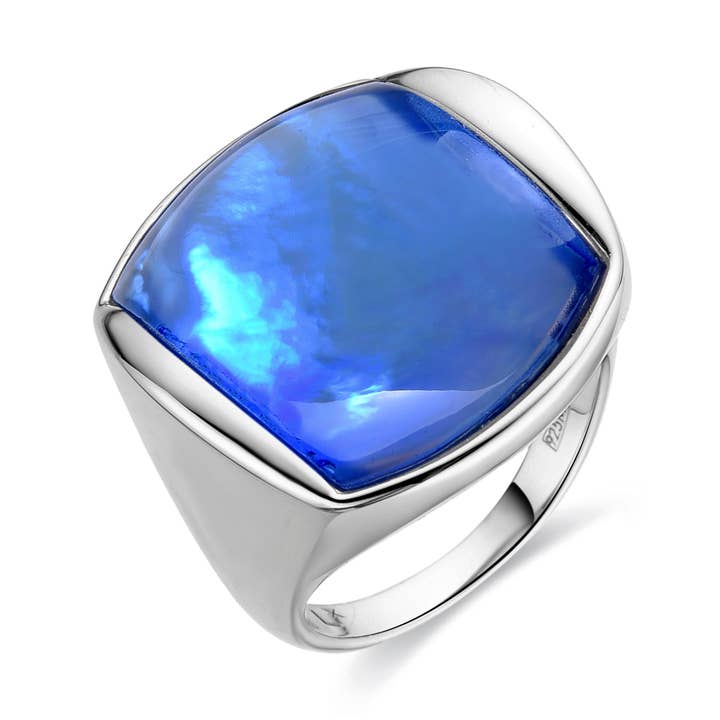 Luxenter Luxenter ring van 925 sterling zilver met blauwe dubbele steen en rodium afwerking - Shay voor wholesale door Luxenter