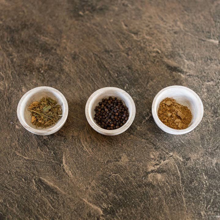 Ashton Set 3 Whitewash Wood Pinch Bowls With Leather Tie for wholesale by Foreside Home & Garden