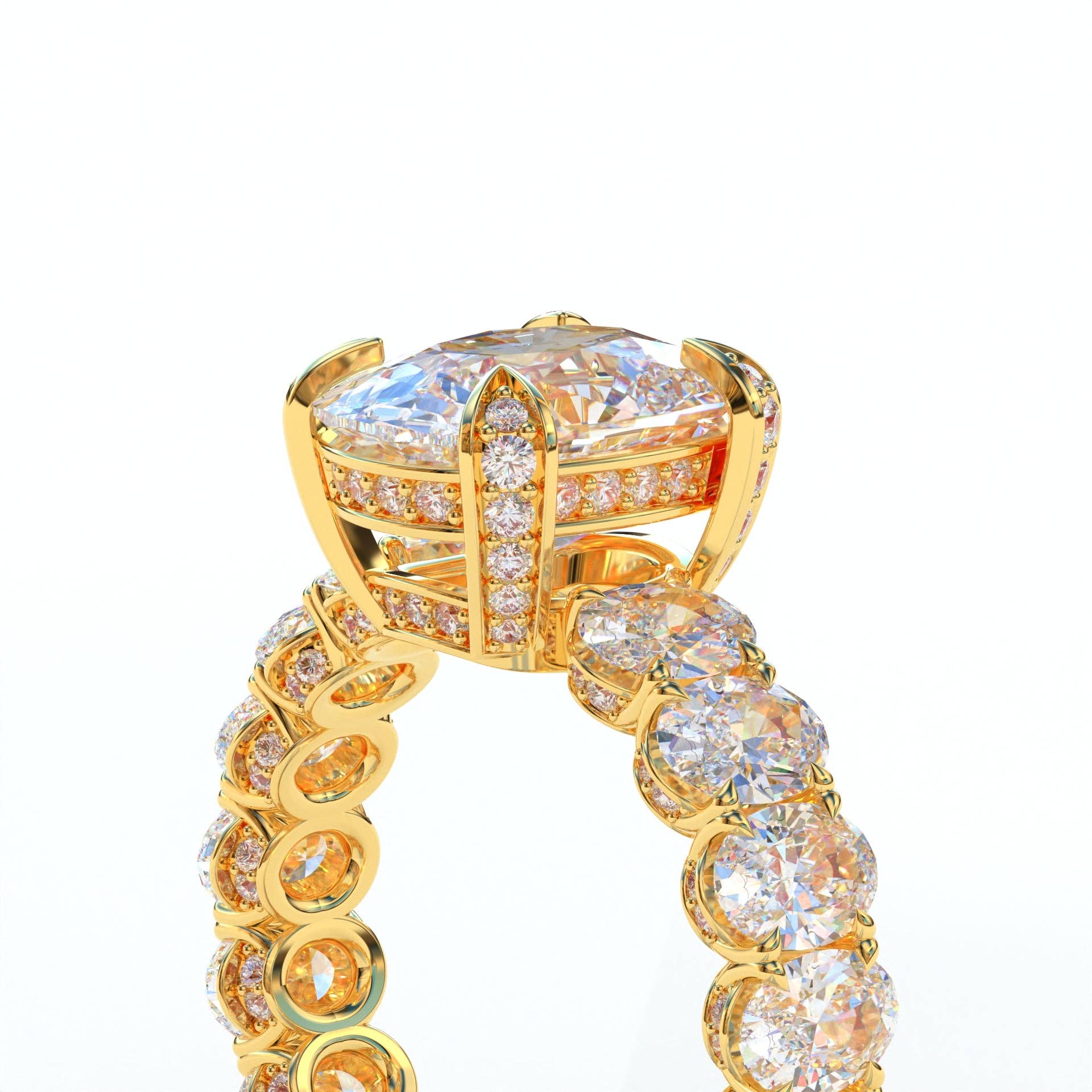 Mohana Jewels - Luxury – Anel de noivado por atacado – Anel de Diamante de Laboratório de 2 Quilates E VVS Corte Oval Eternidade Completa - Enigma9