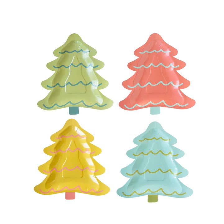 BRT1040 - Bright Holiday Tree Shaped Paper Plate Set for wholesale by My Mind’s Eye