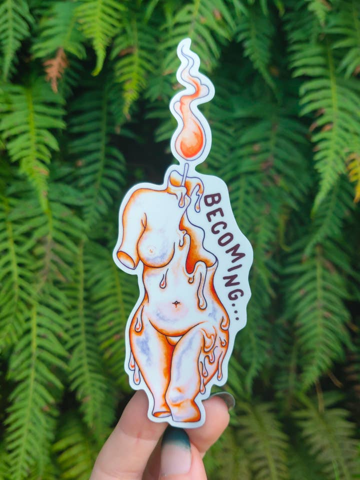 Becoming — Sticker Art — Göttin Candle Body Positive für den Großhandel von Crafted from Scratch