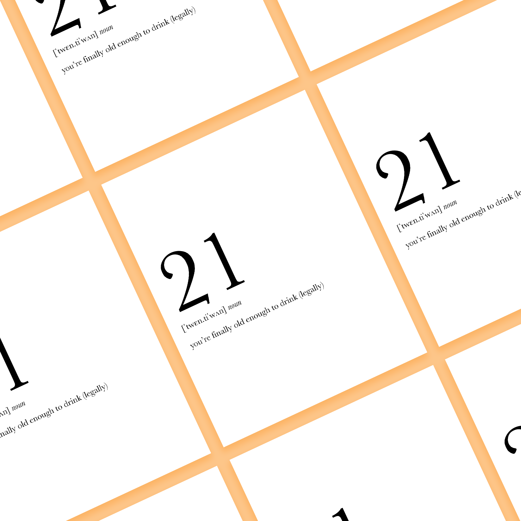 Footnotes – Großhandel Geburtstagskarten – 21 Definition Geburtstags-Grußkarte zum 21. Geburtstag, Meilenstein1