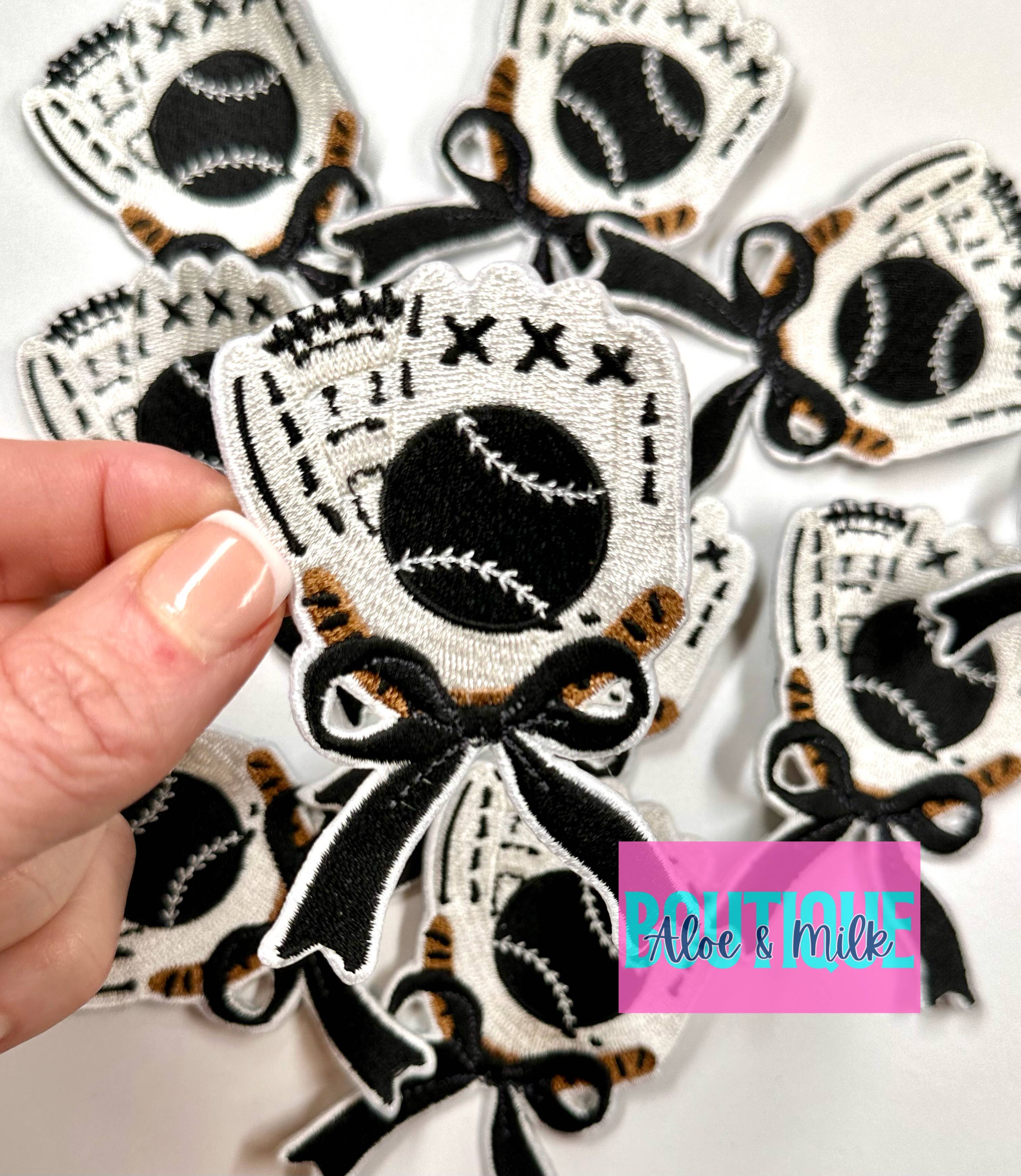 Aloe and Milk Boutique - Wholesale Hat Accessory - Women's - Baseball Glove patch, baseball mom, softball mom0