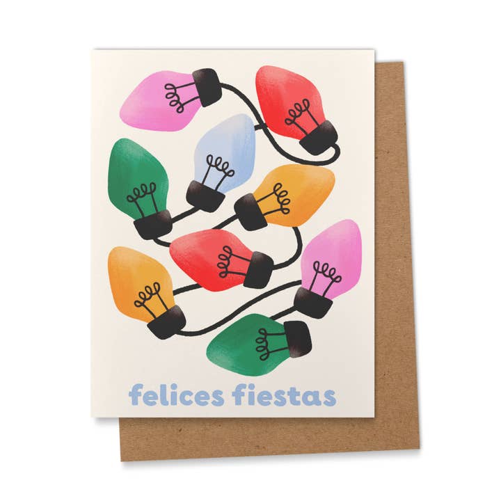 Ana Peake - Wholesale Season's Greetings Card - Felices Fiestas Holiday Lights Spanish Christmas Greeting Card