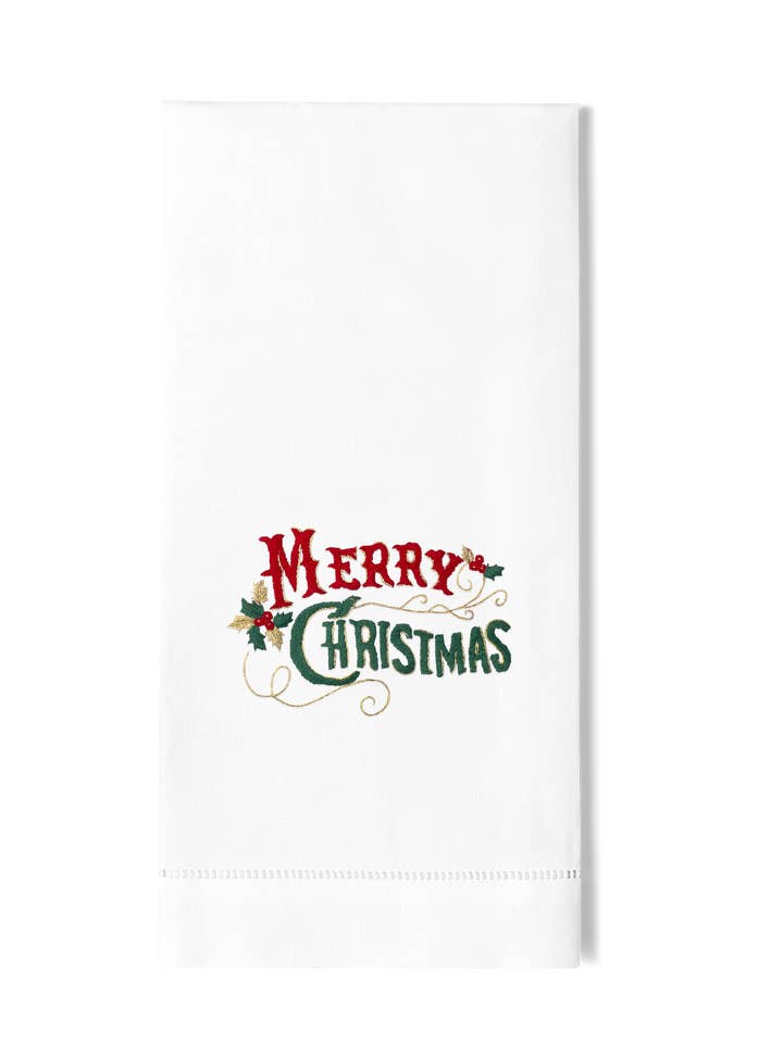 Merry Christmas Hand Towel for wholesale by Henry Handwork
