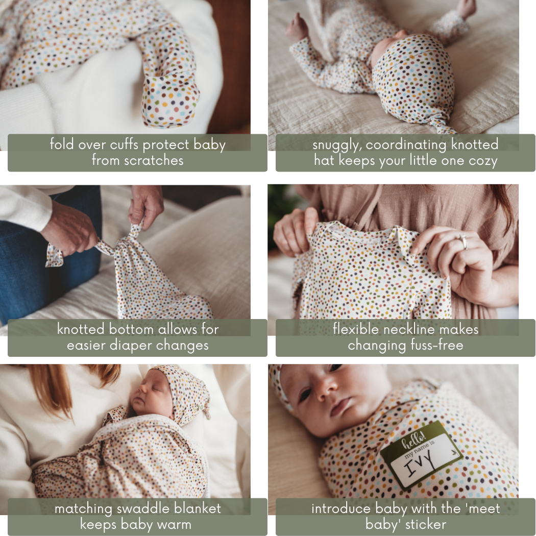 Shedo Lane - Wholesale Swaddle Set - Baby - Dappled Dot Bamboo Baby Swaddle 3 Piece Set2