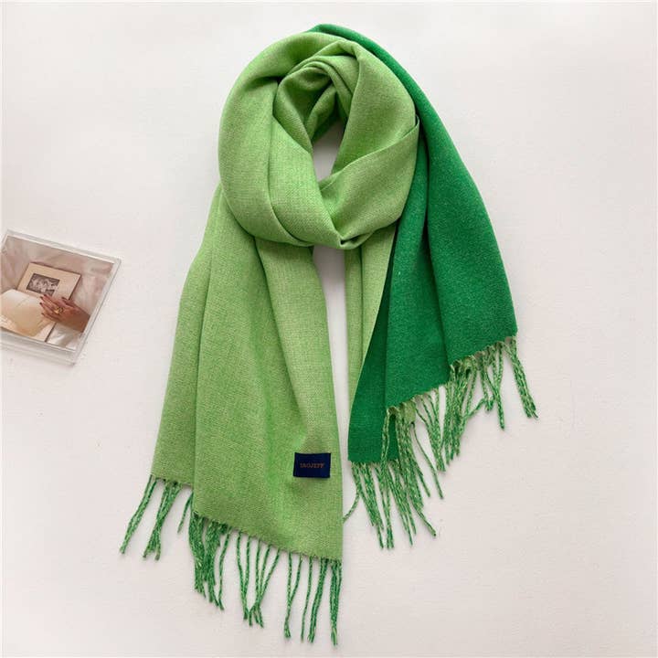 Little Trendy - Wholesale Scarf - Women's - Solid color scarf Double-sided two-color tassel shawl scarf