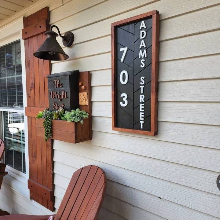 Vertical Address Sign with Street Name, Large Address Numbers for House, Rustic Address Plaque, Handmade Design for Modern or Beach Homes for wholesale by Liberty Trade Corp