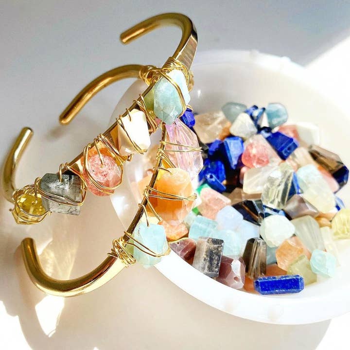 Crystal Cuff- Gem Stone Cuff- Crystal Jewelry Bracelet for wholesale by Etymology Jewelry