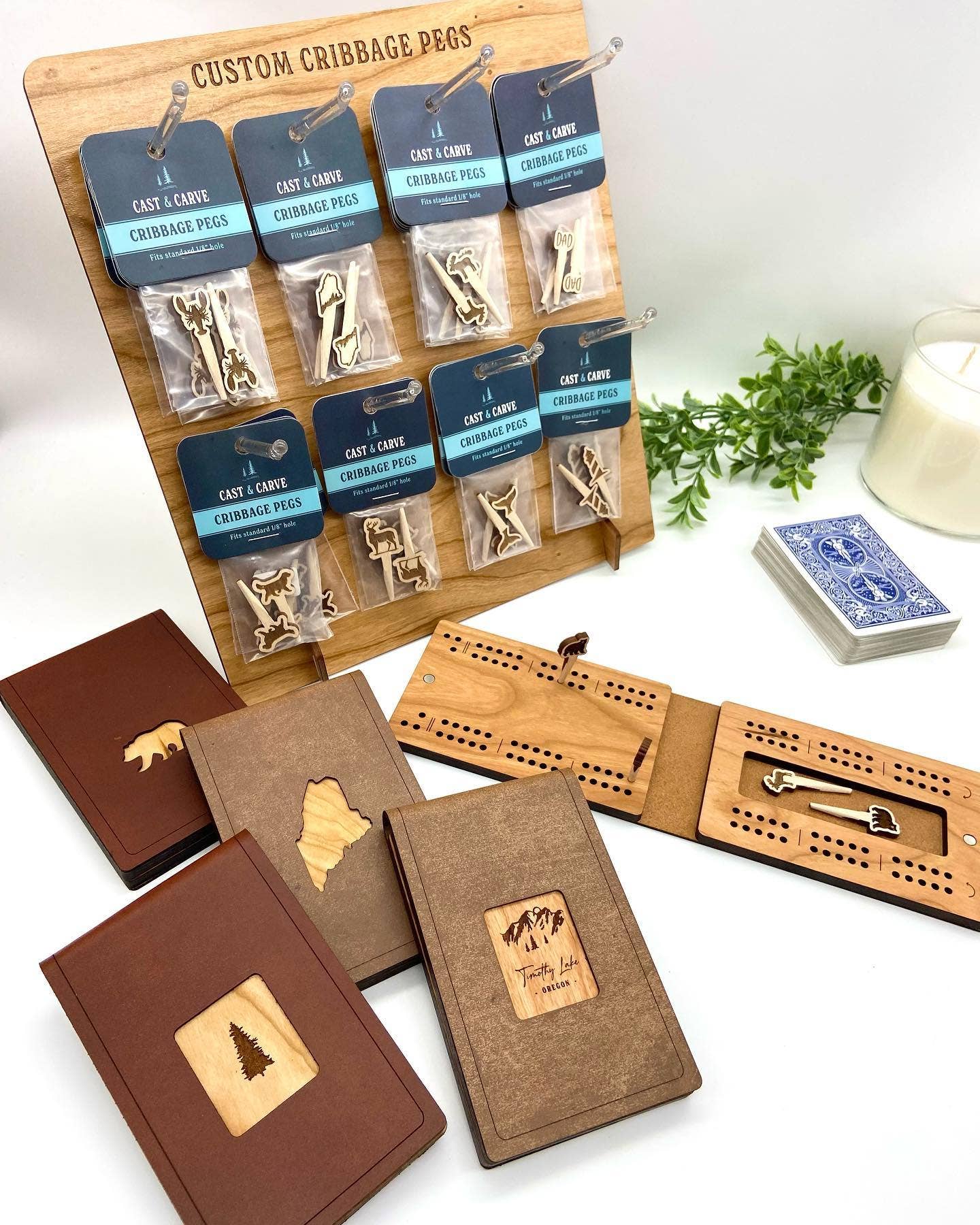 Cast & Carve - Vendita all'ingrosso Giochi da tavolo - Tavola da viaggio per cribbage - Design personalizzato con picchetti unici5