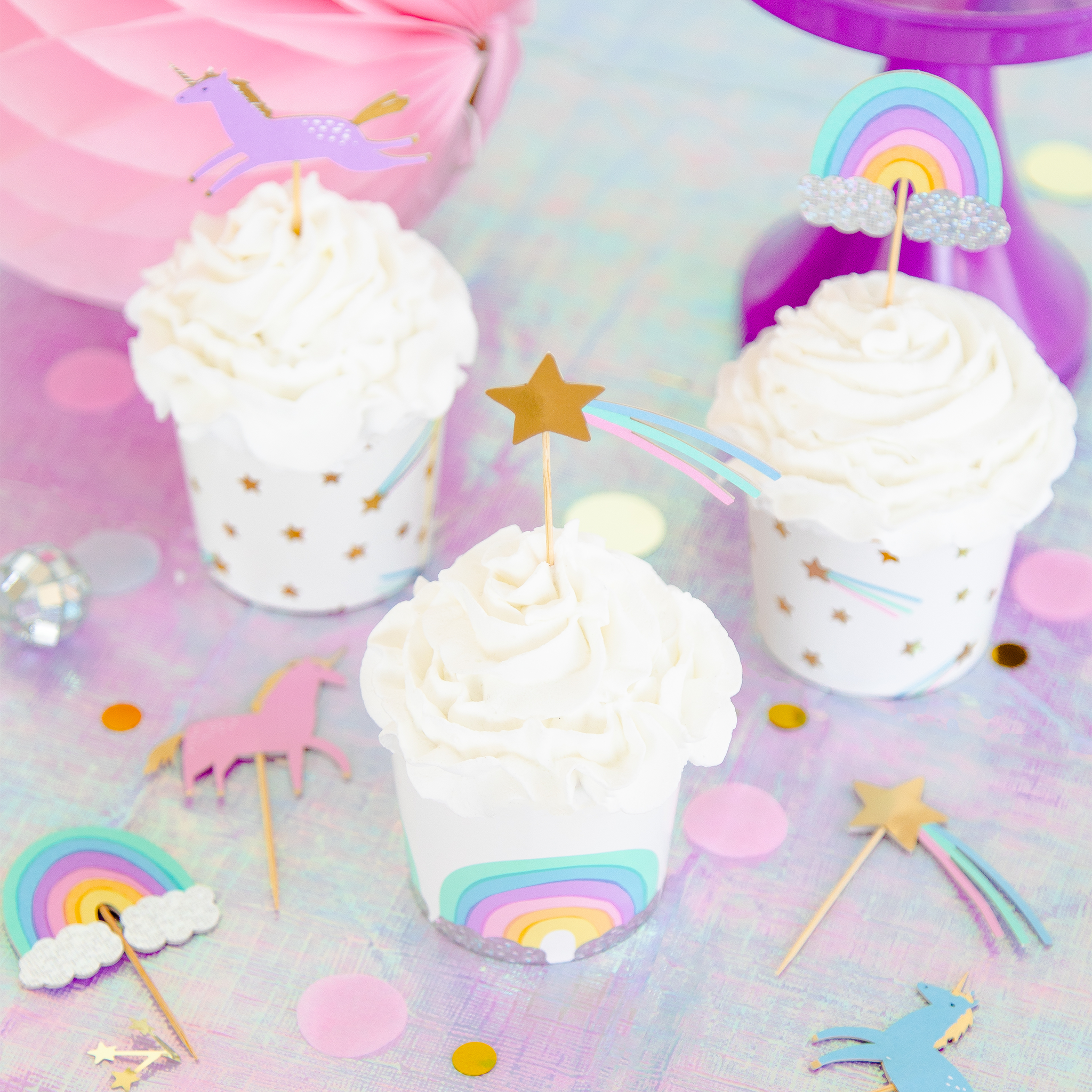 Jollity & Co. + Daydream Society - Venta al por mayor Adorno para tartas/cupcakes - Set mágico para decorar cupcakes con unicornios3