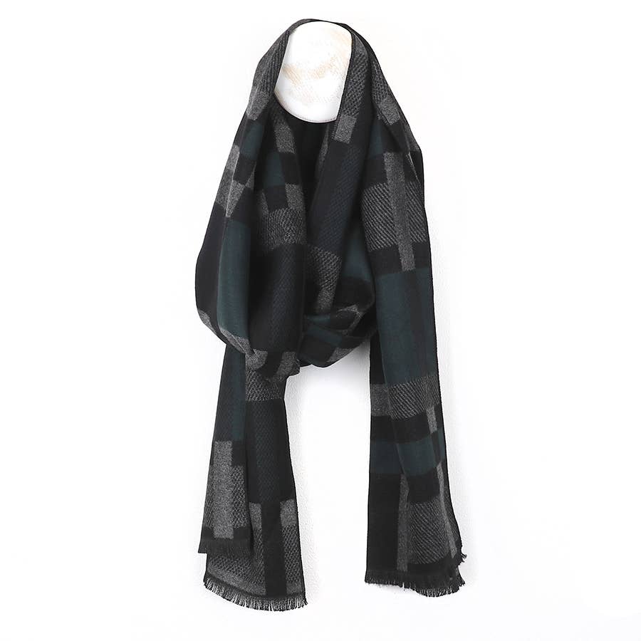 Peace Of Mind - Wholesale Scarf - Men's - Teal and Grey Mixed Check Scarf for Men0