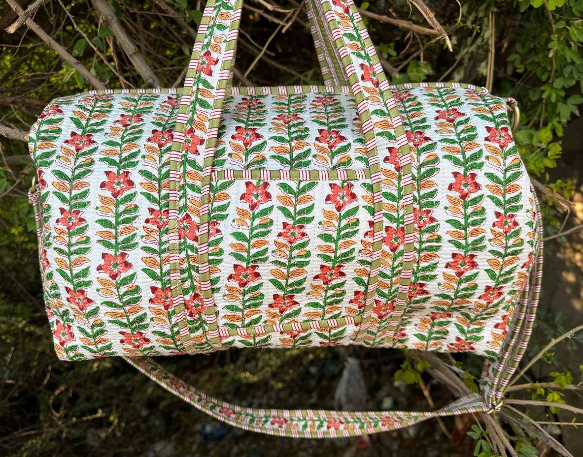 Bhawana Handicrafts - Wholesale Weekender bag – women's - Handmade Quilted Fabric Duffle Bag Block Print Overnight Bag