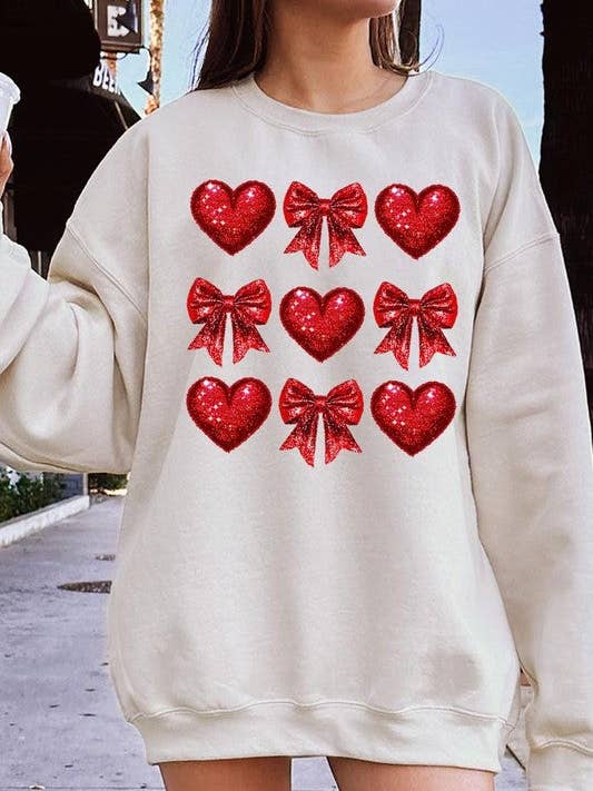 Faux Glitter Valentine Graphic Plus Sweatshirt for wholesale by ClassiQ