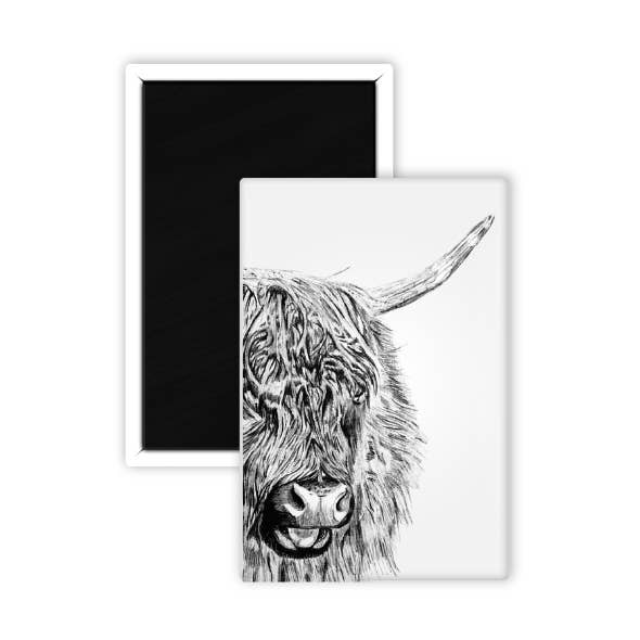 Menkar the Highland Coo Wildlife Fridge Magnet for wholesale by Libra Fine Arts